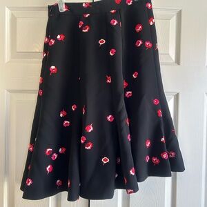 Kate Spade Black Skirt with Red Floral Accents